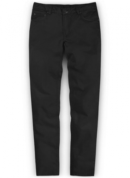 Black Feather Cotton Canvas Stretch Jeans