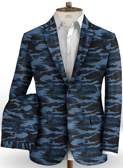 Blue Stretch Camo Suit