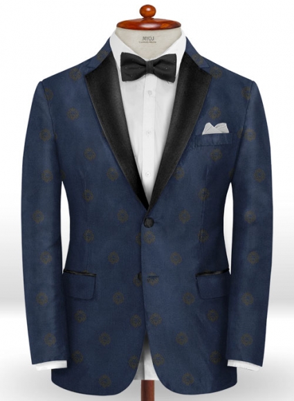 Lion Navy Wool Tuxedo Jacket