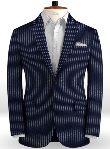 Solbiati Dark Blue Stripes Linen Jacket