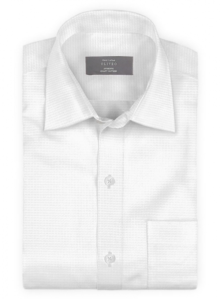White Self Design Shirt - Full Sleeves