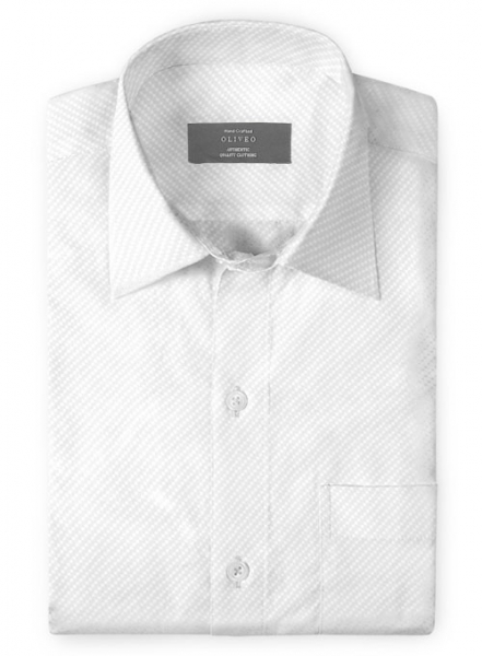 White Self Diamond Shirt - Full Sleeves