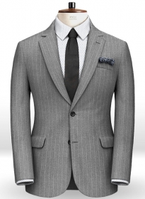 Gray Stripe Flannel Wool Jacket