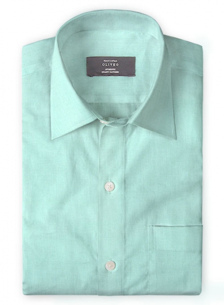 Pure Mint Green Linen Shirt - Full Sleeves