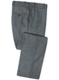 Mid Blue Herringbone Flecks Donegal Tweed Pants