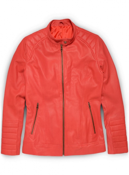 Soft Tango Red Ellie Leather Jacket