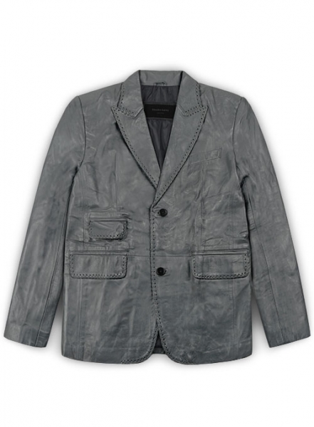 Gray Medieval Leather Blazer