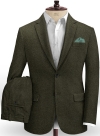 Vintage Flat Green Herringbone Tweed Suit