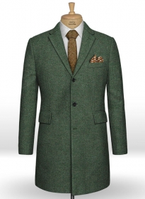 Bottle Green Herringbone Tweed Overcoat