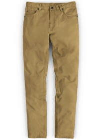 Khaki Feather Cotton Canvas Stretch Jeans