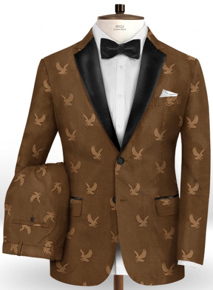 Eagle Dark Brown Wool Tuxedo Suit