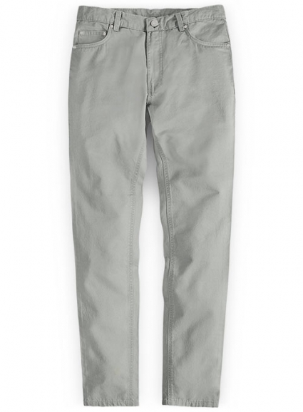 Light Gray Feather Cotton Canvas Stretch Jeans