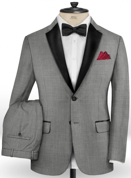 Napolean Worsted Light Gray Wool Tuxedo Suit