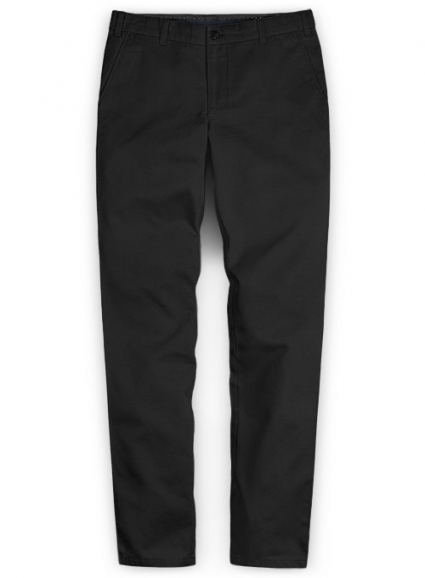 Black Feather Cotton Canvas Stretch Chino Pants