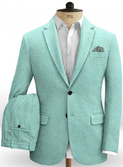 Melange Aqua Blue Tweed Suit