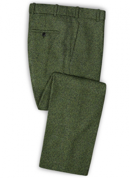 Basket Weave Green Tweed Pants