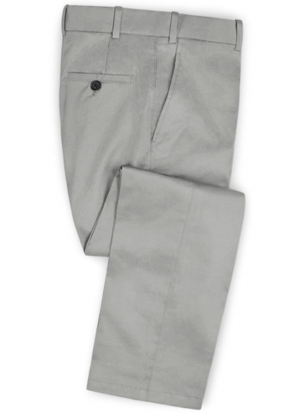 Light Gray Feather Cotton Canvas Stretch Pants