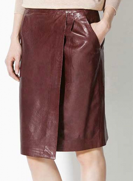 Front Panelled Leather Skirt - # 170