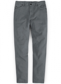 Gray Feather Cotton Canvas Stretch Jeans