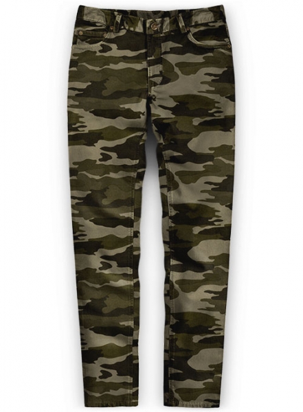 Beige Stretch Camo Jeans