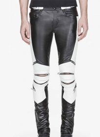 Electric Zipper Combination Leather Pants