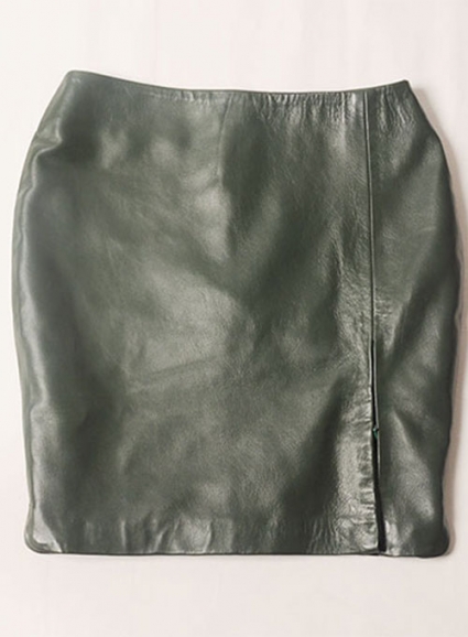 Adjustable Slit Leather Skirt