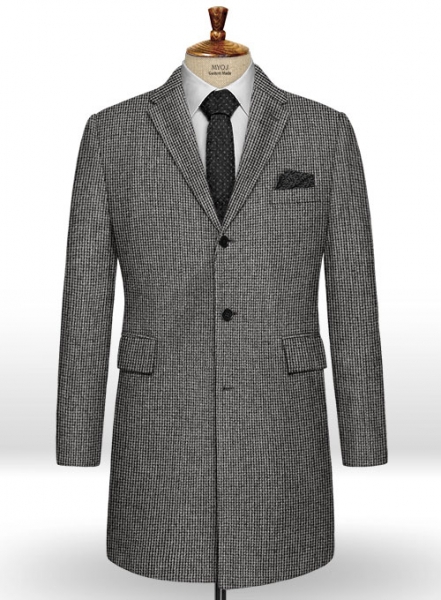 Vintage Gray Macro Weave Tweed Overcoat