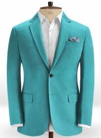 Teal Blue Stretch Satin Cotton Jacket