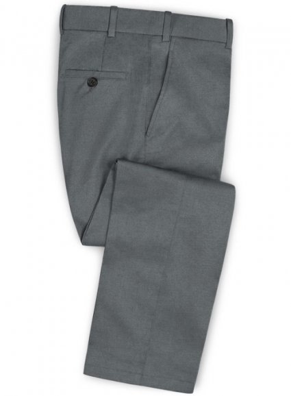 Gray Feather Cotton Canvas Stretch Pants