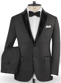 Worsted Super Dark Gray Wool Tuxedo Suit