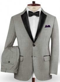 Napolean Sharkskin Light Gray Wool Tuxedo Suit