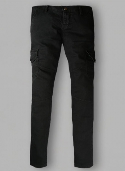 Black Body Hugger Stretch Cargo Jeans - Look #227