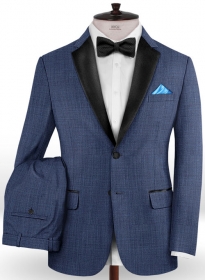 Napolean Sharkskin Slate Blue Wool Tuxedo Suit