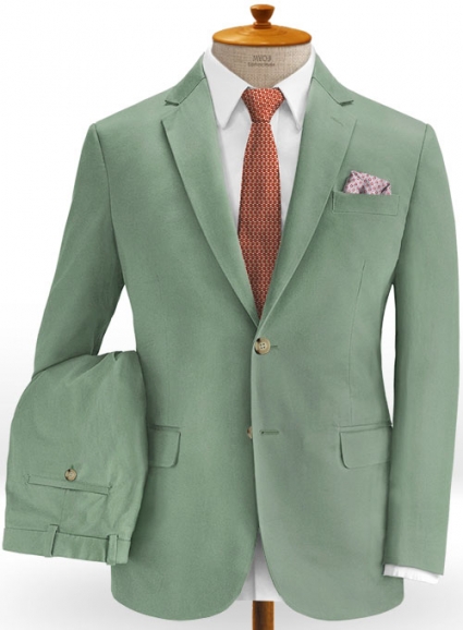 Stretch Summer Weight Spring Green Chino Suit