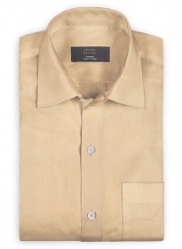 Pure Beige Linen Shirt - Full Sleeves