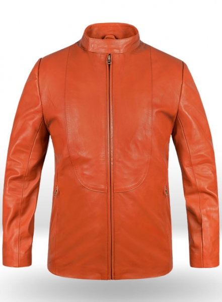 Bright Orange Leather Jacket #706