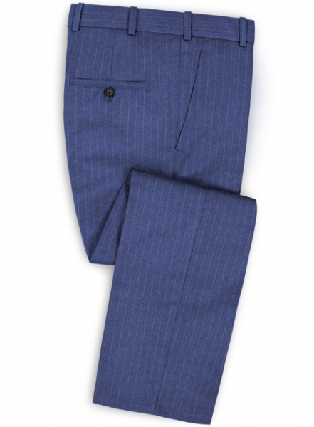 Chalkstripe Wool Royal Blue Pants