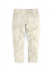 Kids Light Beige Feather Cotton Canvas Stretch Jeans