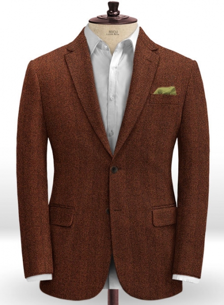 Italian Wide Herringbone Brunette Tweed Jacket