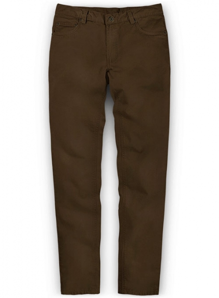 Brown Feather Cotton Canvas Stretch Jeans