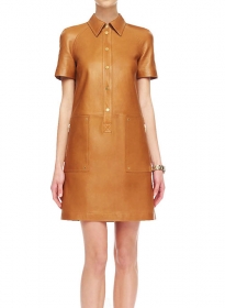 Renee Leather Shirt Dress - # 764