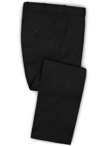 Italian Black Twill Linen Pants