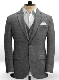 Vintage Plain Dark Gray Tweed Jacket