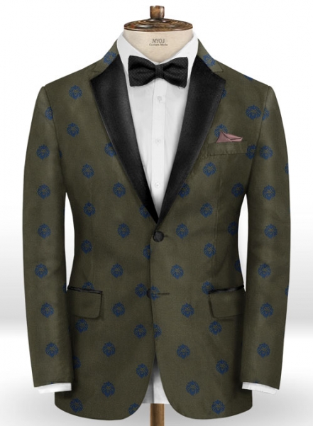 Lion Olive Wool Tuxedo Jacket