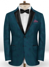 Lion Dark Teal Wool Tuxedo Jacket