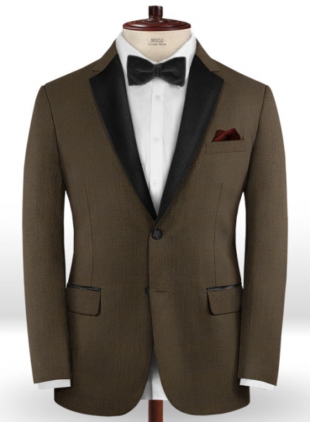 Worsted Dark Brown Wool Tuxedo Jacket