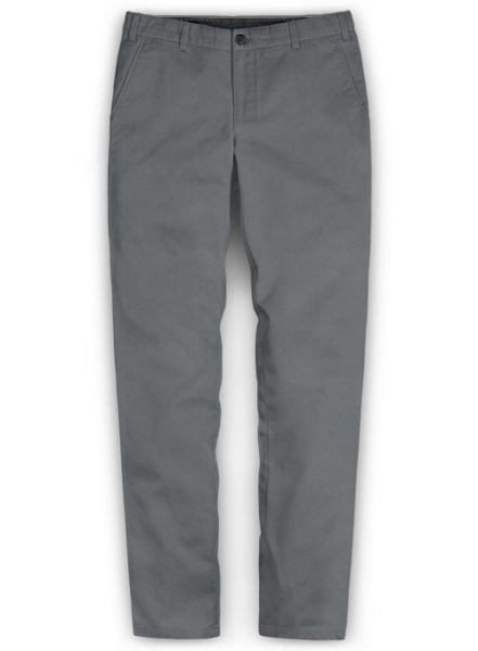 Gray Feather Cotton Canvas Stretch Chino Pants