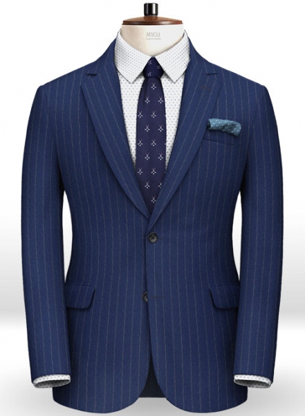 Reda Flannel Stripe Royal Blue Pure Wool Jacket