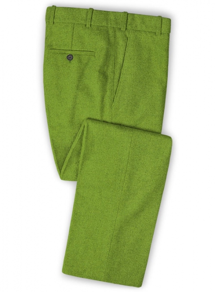 Melange Parrot Green Tweed Pants