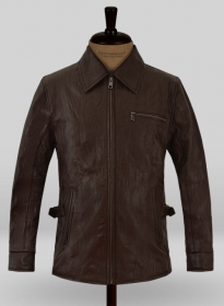 Wrinkled Brown Bruce Willis Surrogates Leather Jacket